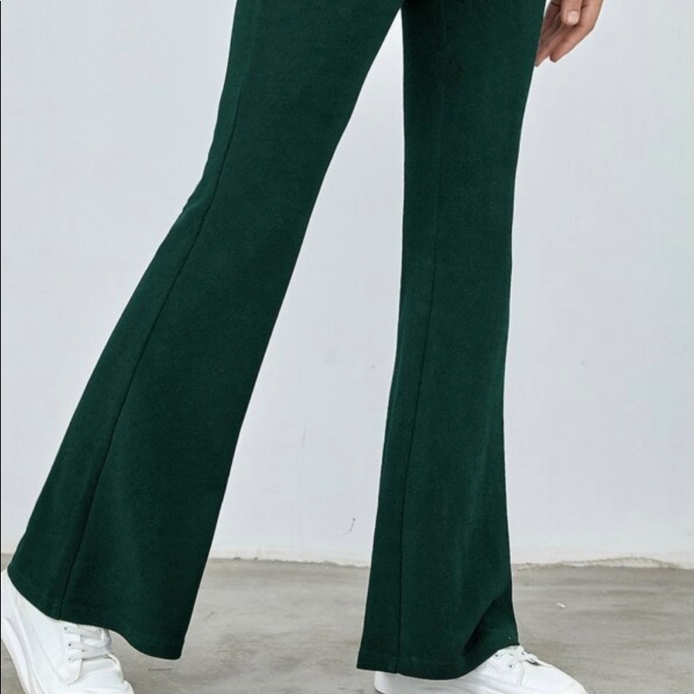 Shein Flared Leggings, Dark green, New in packaging. Side zippers. 3 sizes avail